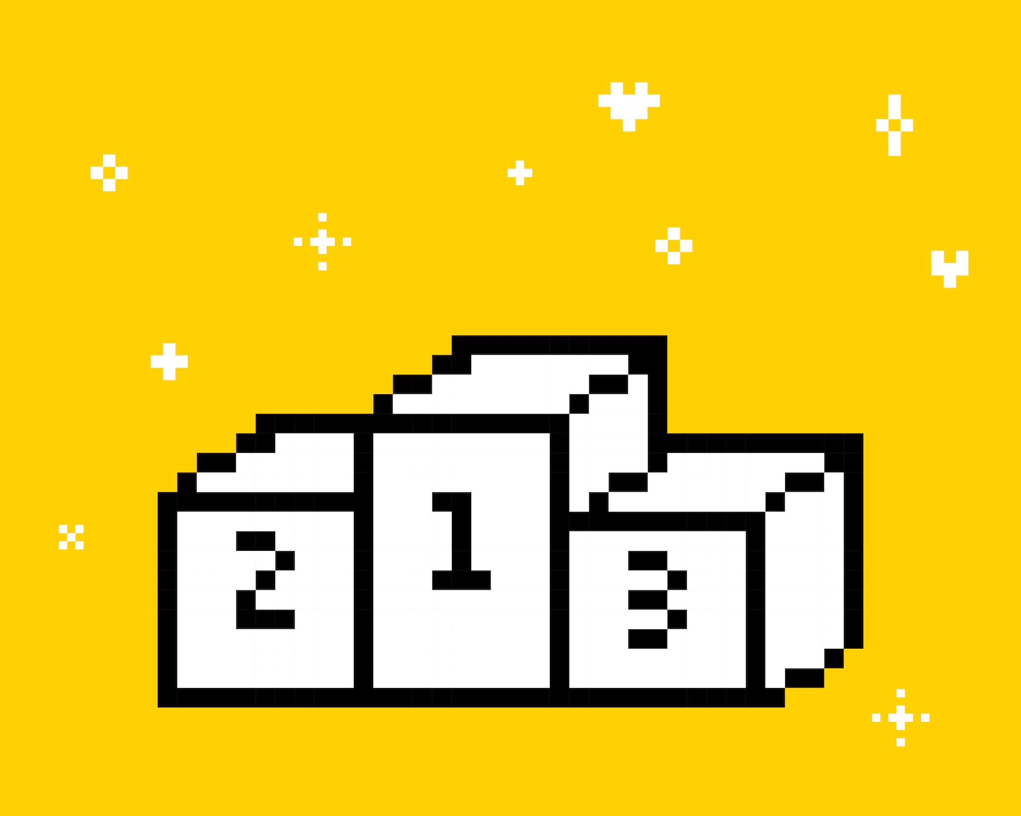 Y2k inspired sport podium sticker. Podium for winners in pixel art. Pixels pedestal. Mood of 90's. 8 bit retro style trophy vector illustration. Trendy geometric shape. Game abstract award icon